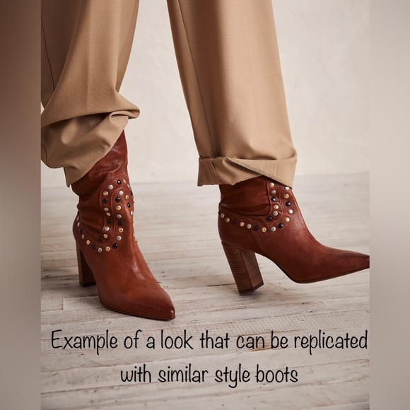 New, BCBG Winston Boots, Tan/Light Brown Leather/Mesh w/ Studded Accents, Sz 6.5 - Picture 1 of 13